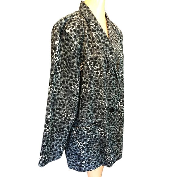 1980s Vintage Cheetah Print Blazer Jacket in Grays and Blacks, Size Large - Picture 5 of 6